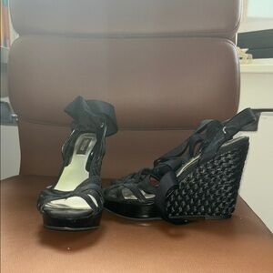 White House Black Market Black Wedge Sandals